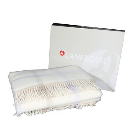 Pure Virgin Wool Double Plaid Lanerossi New England with Fringes 210x2500 cm Various Colors