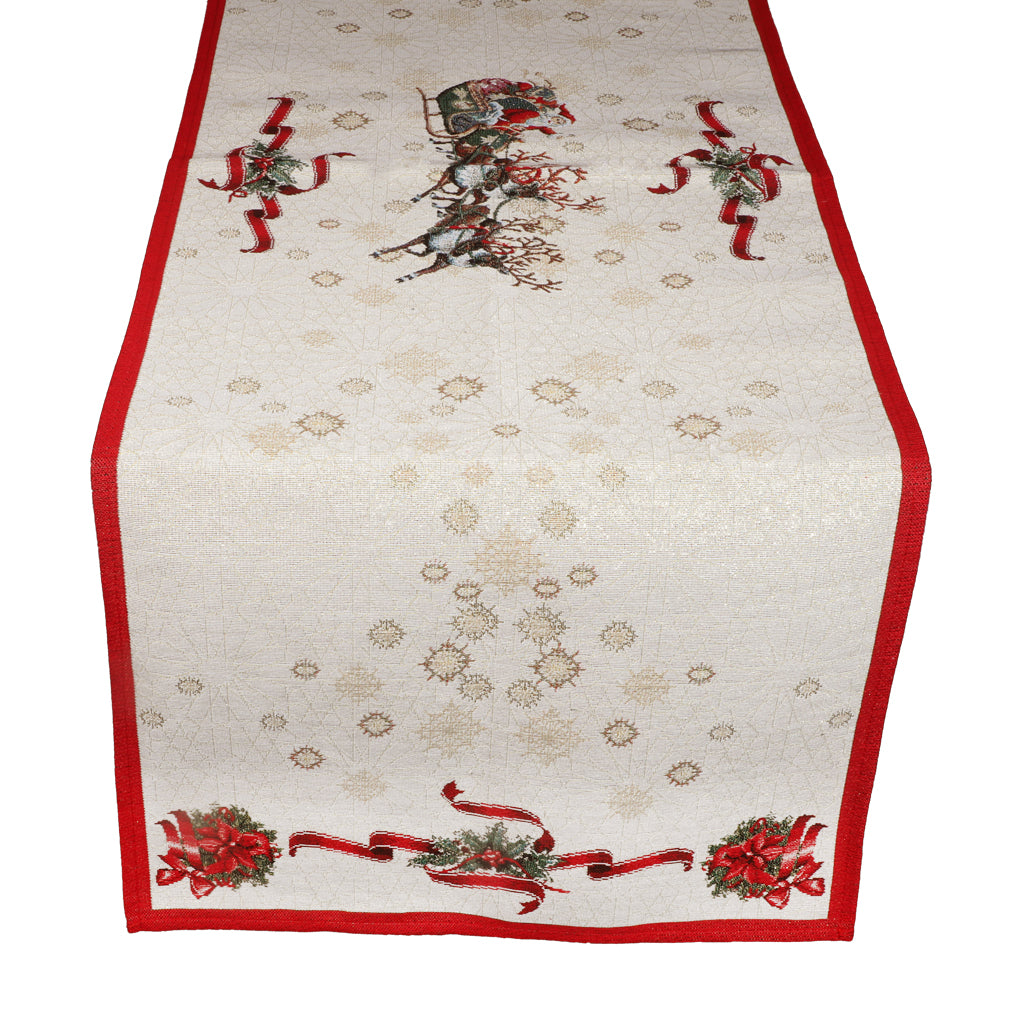 Runner Tavola Natalizio Emily Home Santa's Sleigh in Gobelin Oro Varie Misure