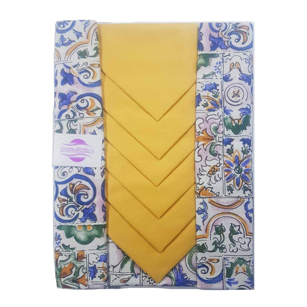 Table service with napkins Procida 18 Cream Pattern X6 BOTTICELLI HOME 140x180 cm