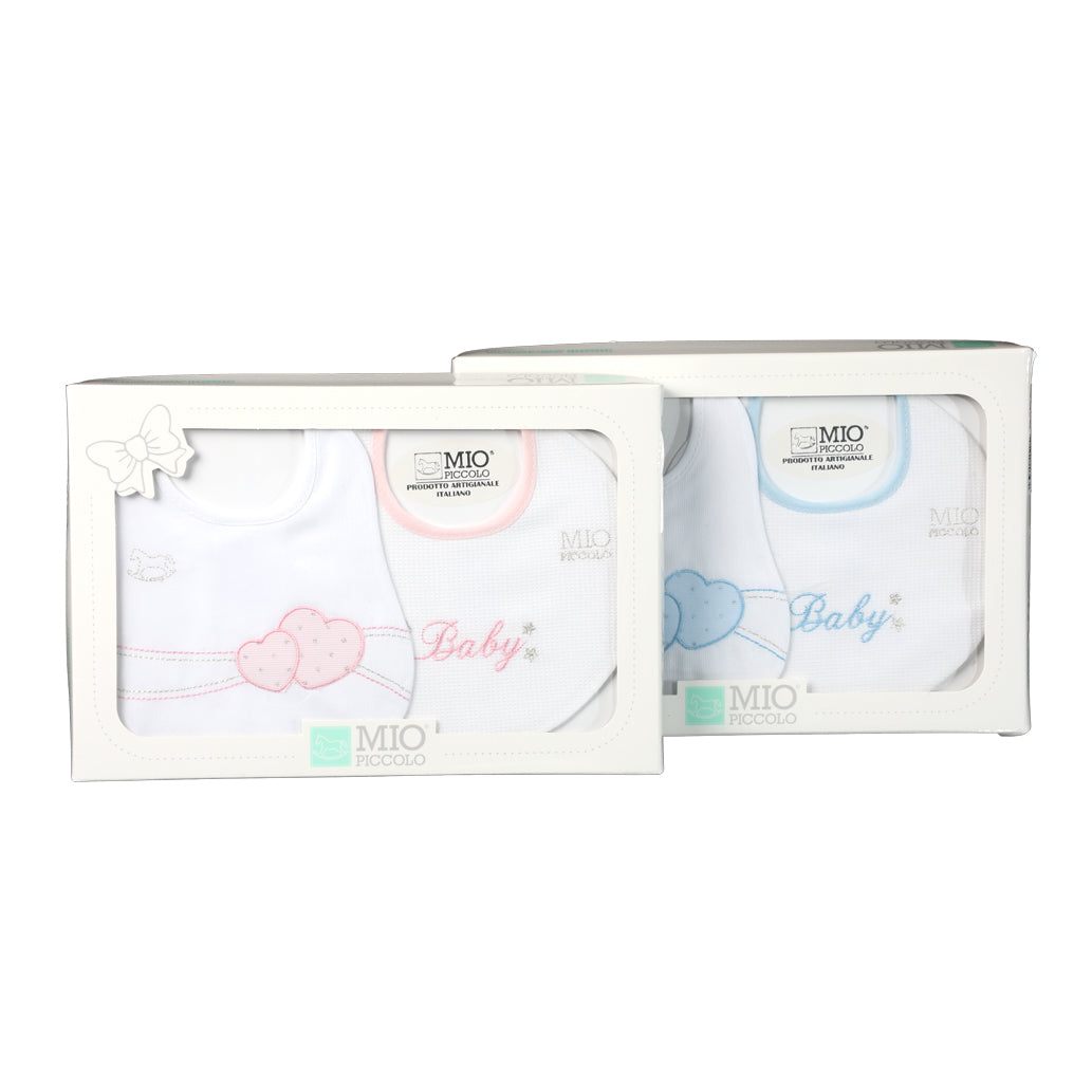 Set of 2 Pure Cotton Baby Bibs Embroidered My Little Baby Various Colors