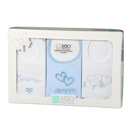 Set of 3 Baby Bibs Mio Piccolo Hearts Pure Cotton Various Colors