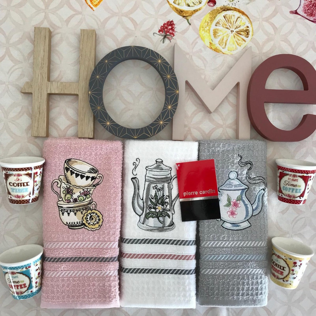 Set of 3 Kitchen Towels in Sponge Pierre Cardin Dessert 70x50 cm