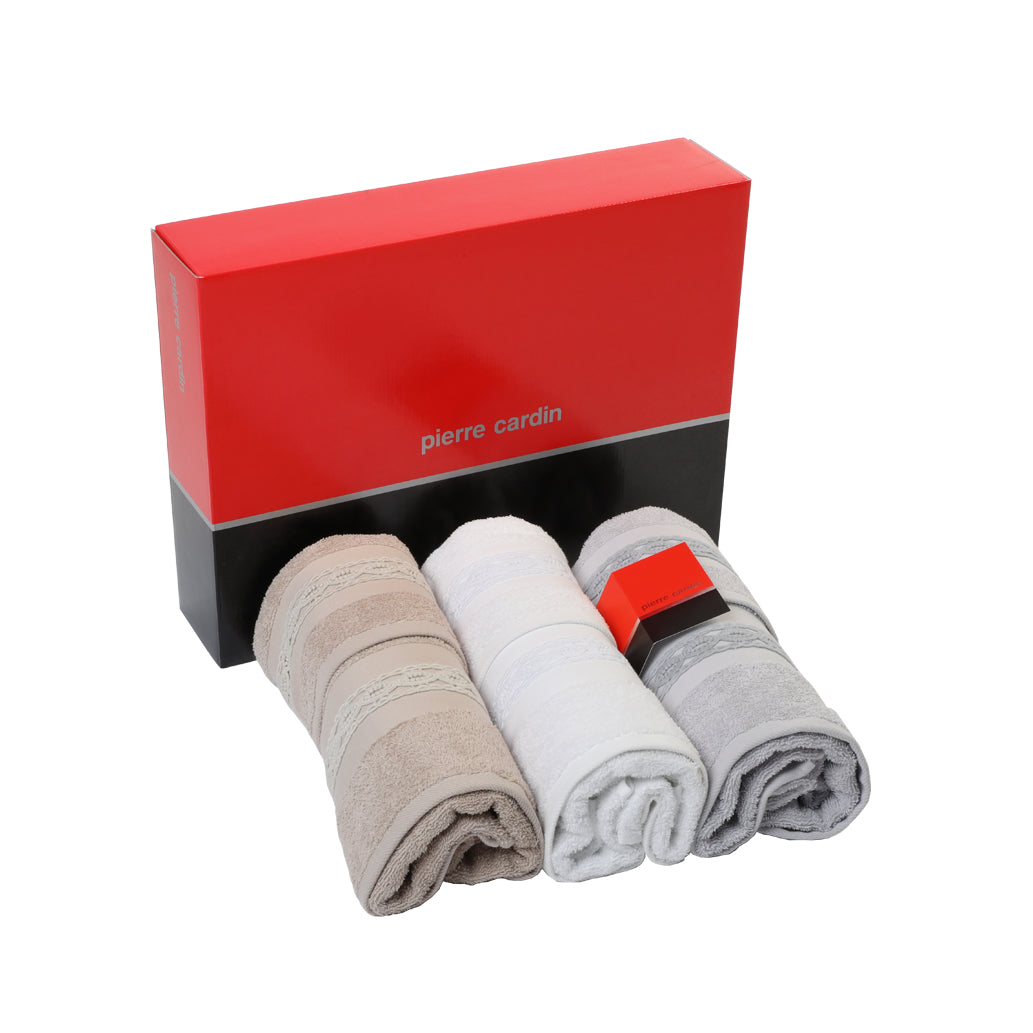 Pierre Cardin Braid Bath Towel Set 3 Faces + 3 Guests Ass. A
