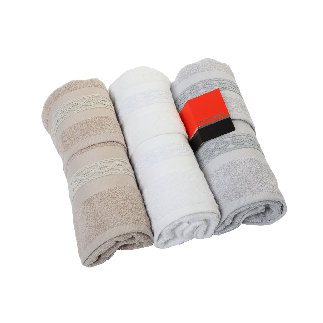 Pierre Cardin Braid Bath Towel Set 3 Faces + 3 Guests Ass. A
