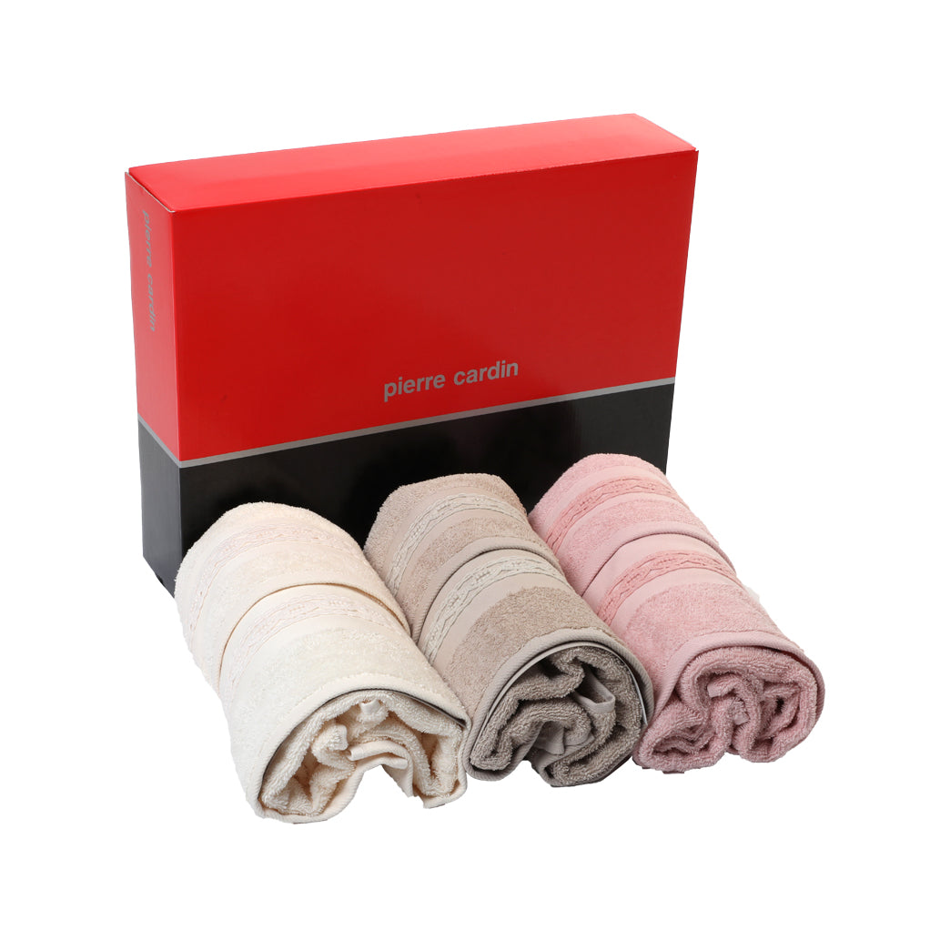 Pierre Cardin Braid Bath Towel Set 3 Faces + 3 Guests Ass. B