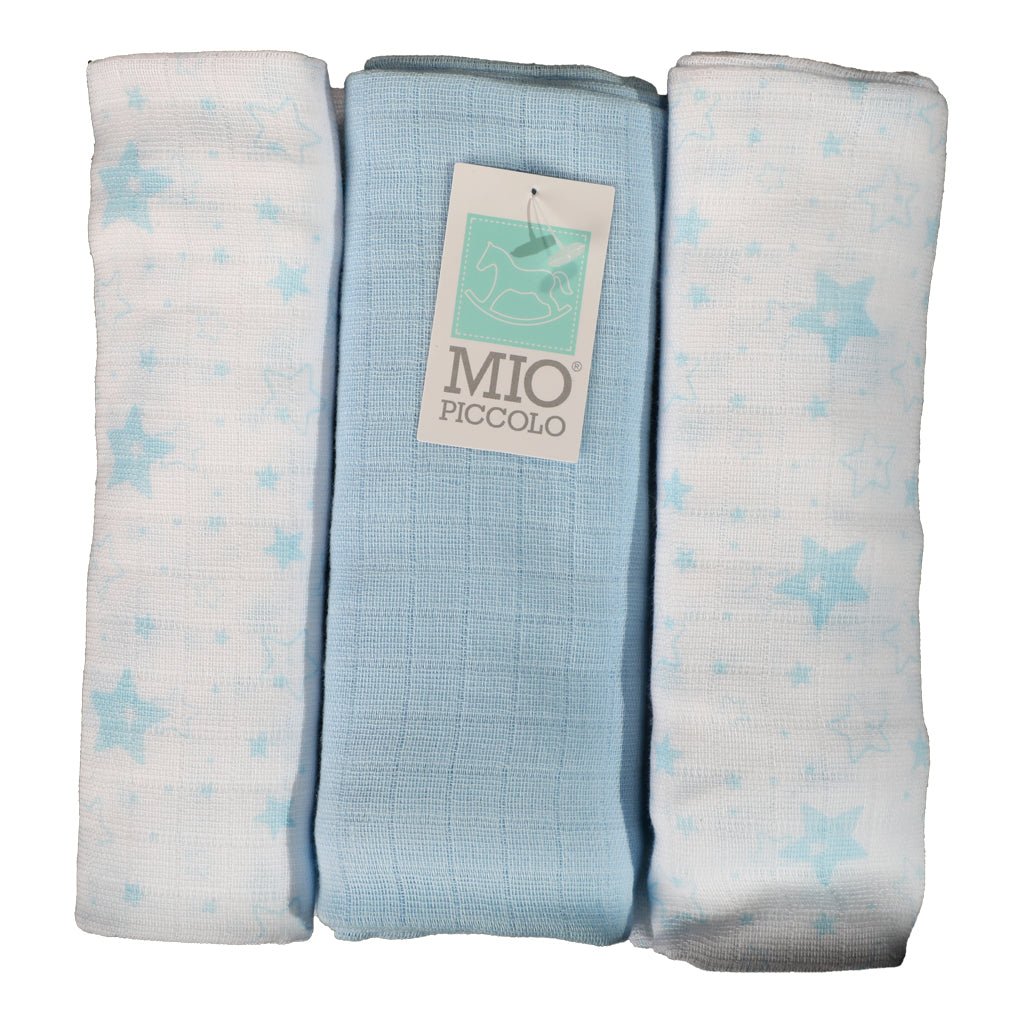 Set 3 Asciugamani Neonato "Baby Star" QUADRATI IN GARZA - MIO PICCOLO