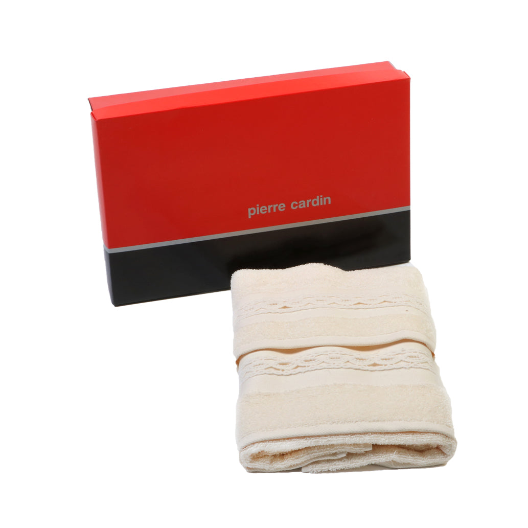 Set Asciugamani Spugna Bagno Pierre Cardin Braid Viso + Ospite Beige