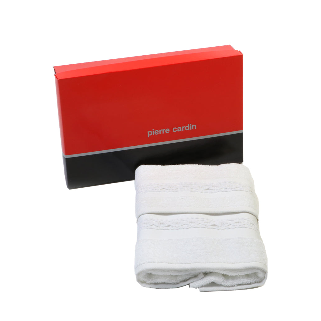 Set Asciugamani Spugna Bagno Pierre Cardin Braid Viso + Ospite Bianco