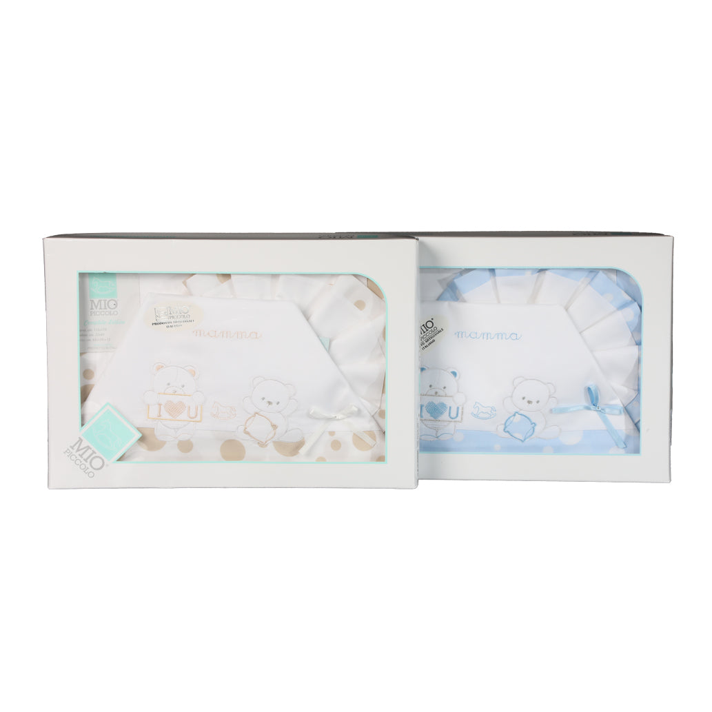 Set Lenzuolo Culla Lettino Puro Cotone Mio Piccolo Mamma Vari Colori