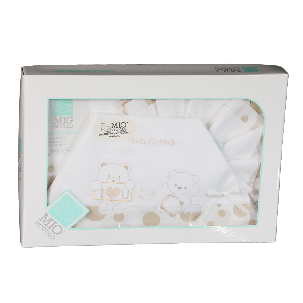 Set Lenzuolo Culla Lettino Puro Cotone Mio Piccolo Mamma Vari Colori