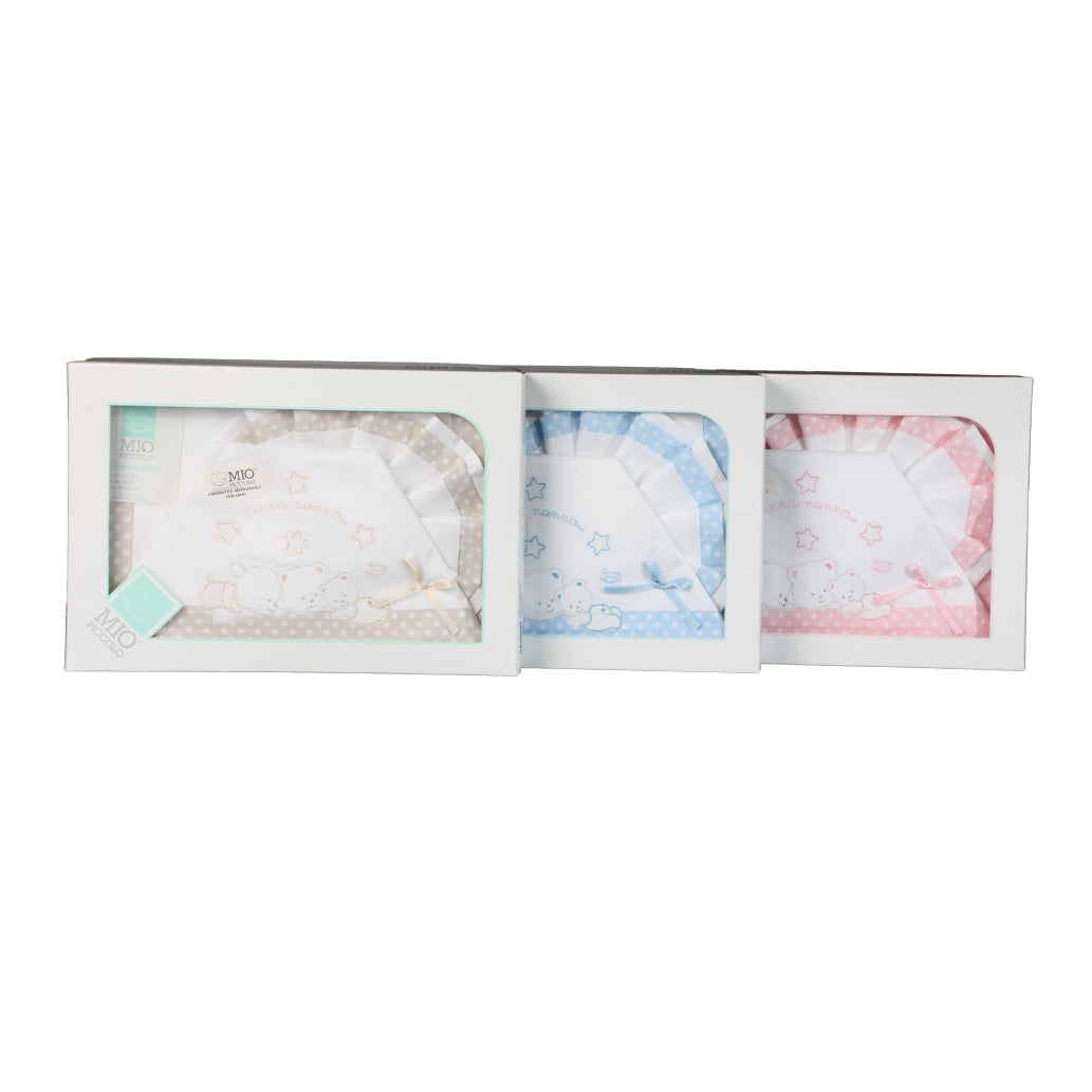 Set Lenzuolo Culla Lettino Puro Cotone Mio Piccolo Ninna Nanna Vari Colori