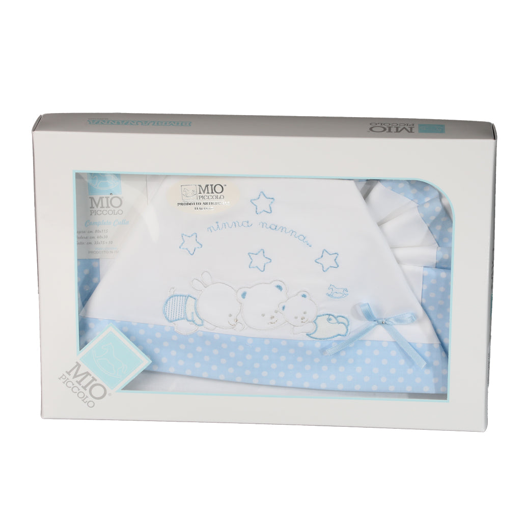 Set Lenzuolo Culla Lettino Puro Cotone Mio Piccolo Ninna Nanna Vari Colori