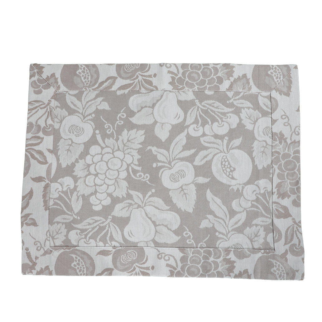 Placemat with Embroidery Umbrian Artistic Fabric Fruit Line 50x40 cm Raw Color Pure Cotton