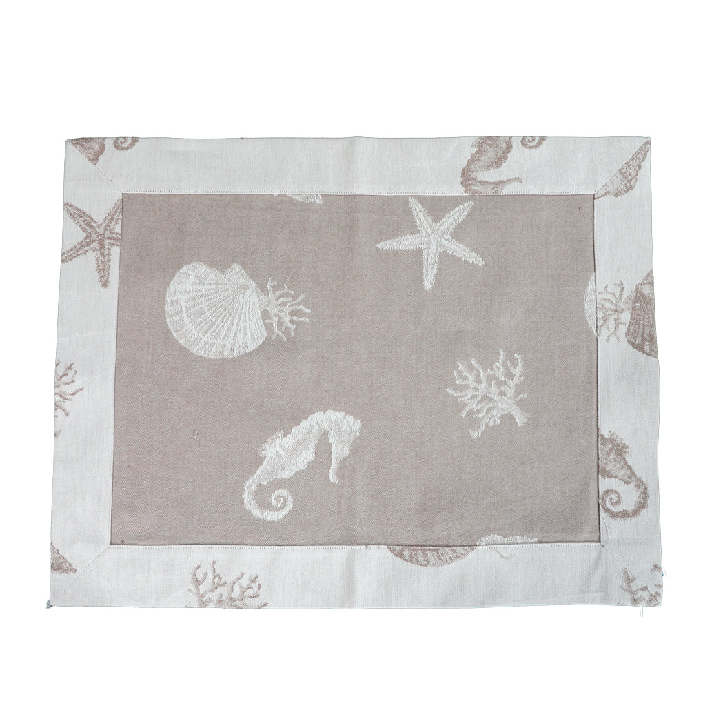 Sottopiatto in Cotone Tessuto Artistico Umbro Linea Poseidonia 50x40 cm Colore Grezzo Puro Cotone