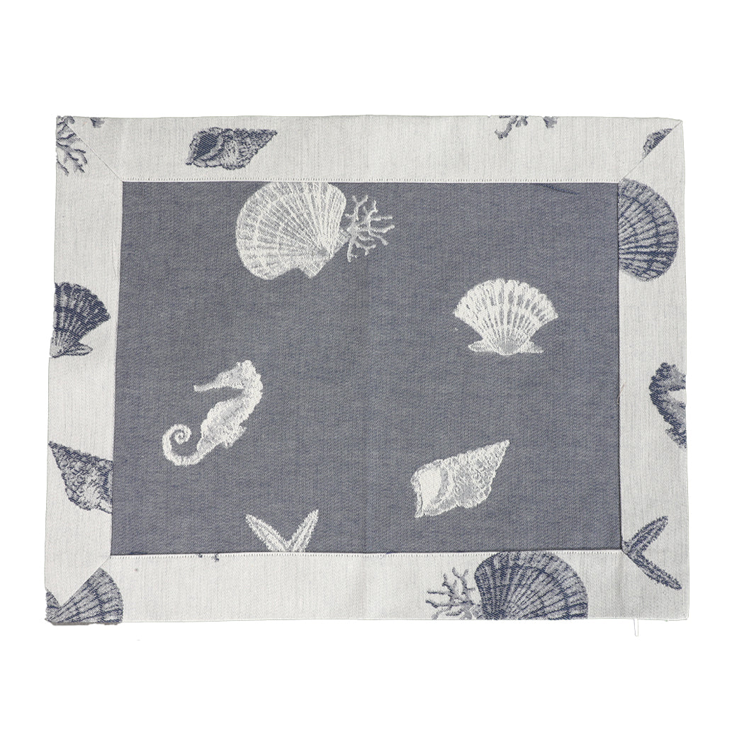 Cotton Placemat Umbrian Artistic Fabric Poseidonia Line Color Blue Pure Cotton 50x40 cm