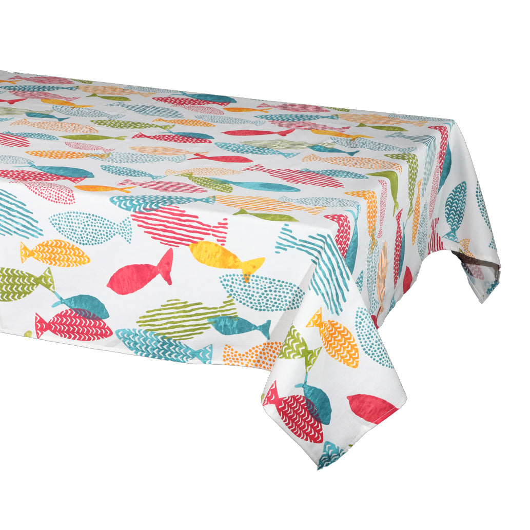 Tablecloth 12 places Botticelli Home Creazy Fish Pure Cotton 140x240 cm Various Colors