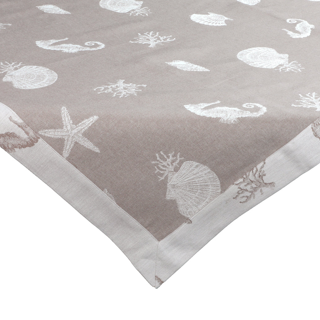 Tovaglia Ricamata Quadrata 90x90 cm Tessuto Artistico Umbro Linea Poseidonia Colore Grezzo 100% Cotone