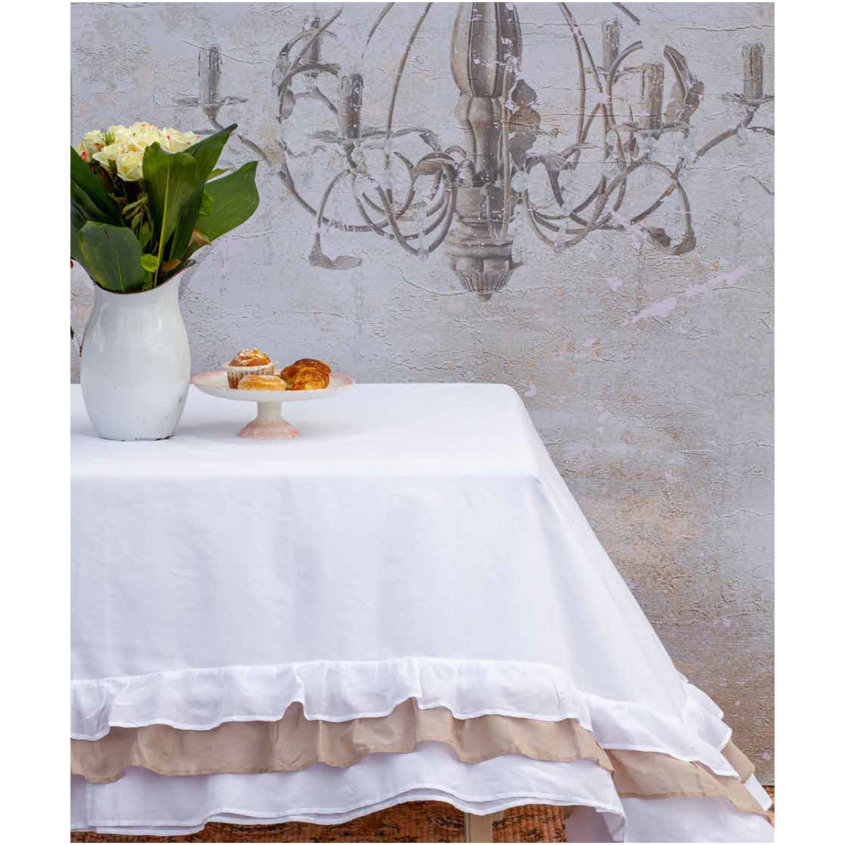 Tovaglia da Tavola L’Atelier17 Sucre Puro Cotone 150x270cm Rouches Bicolor