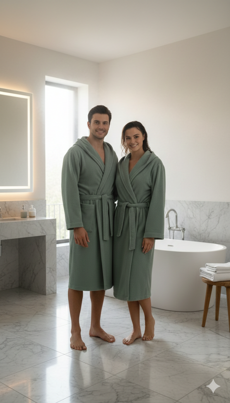 Mikroschwamm-Bademantel für Damen und Herren, einfarbig, Botticelli Home