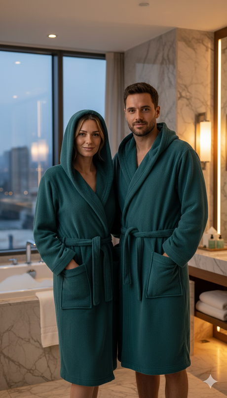 Mikroschwamm-Bademantel für Damen und Herren, einfarbig, Botticelli Home