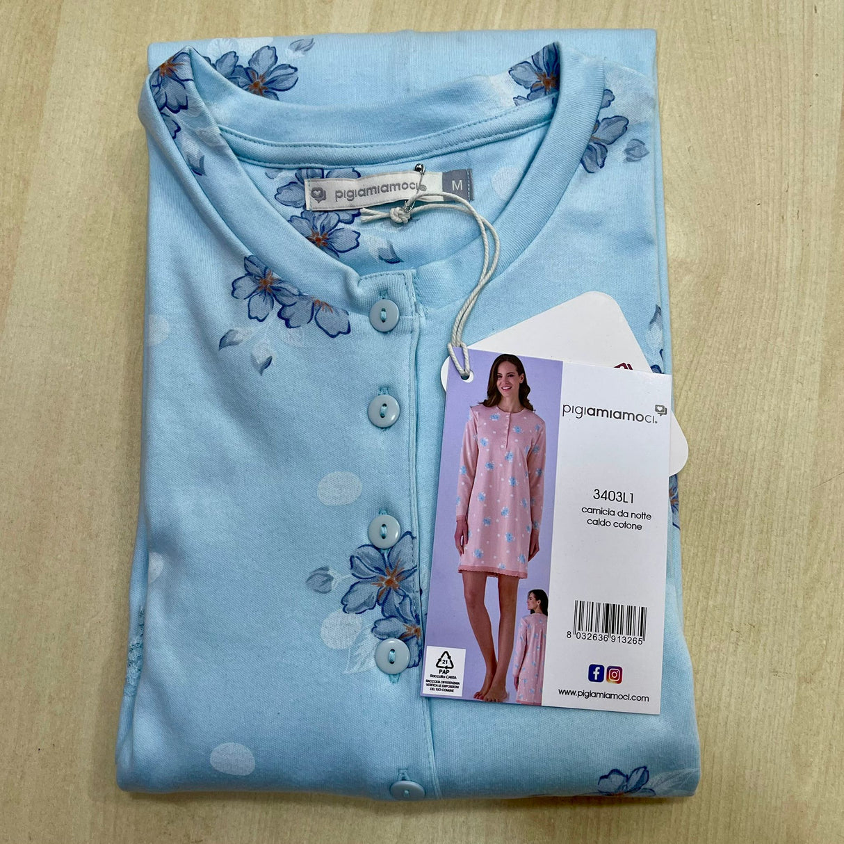 Camicia da Notte Donna Caldo Cotone Pigiamiamoci 3403