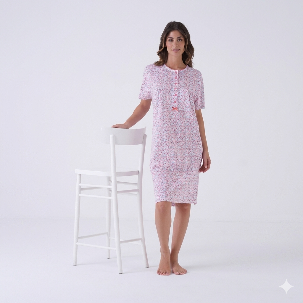 Camicia da Notte Karelpiù 0033 - Mezza Manica in Cotone Serafino