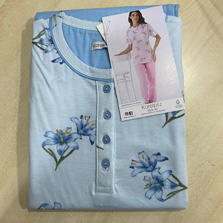 Pigiama Donna 3 Pezzi Karelpiù 0006 - Mezza Manica con Pantalone Lungo e Corto