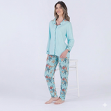 Pigiama Donna Aperto Pigiamiamoci 4438 - Cotone con Collo e Bottoni