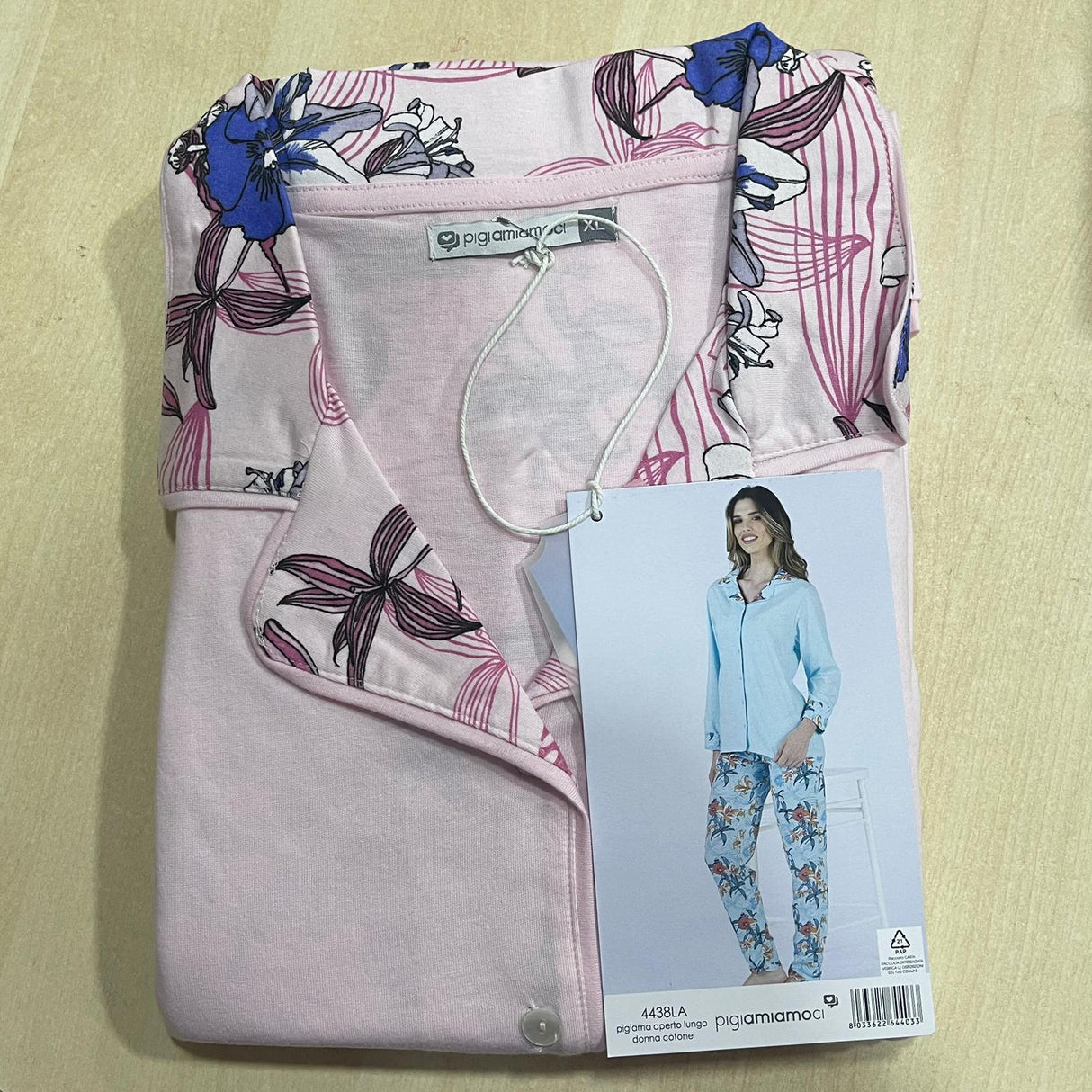 Pigiama Donna Aperto Pigiamiamoci 4438 - Cotone con Collo e Bottoni