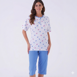 Pigiama Donna Calibrato Karelpiù 0077 - Cotone Mezza Manica e Capri