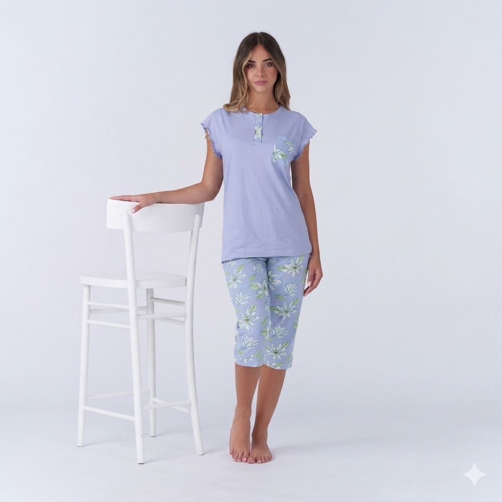 Pigiama Donna Giro Manica Pigiamiamoci 4430 - Capri in Cotone