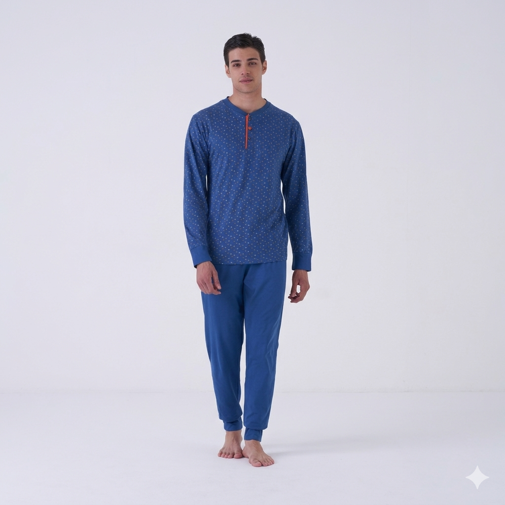 Pigiama Uomo 3 Pezzi Karelpiù 0260 - Puro Cotone con Pantalone Lungo e Corto