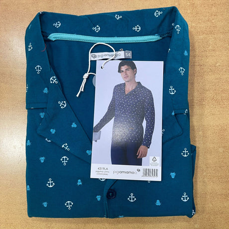 Pigiama Uomo Aperto Davanti Pigiamiamoci 4319 - Lungo in Cotone