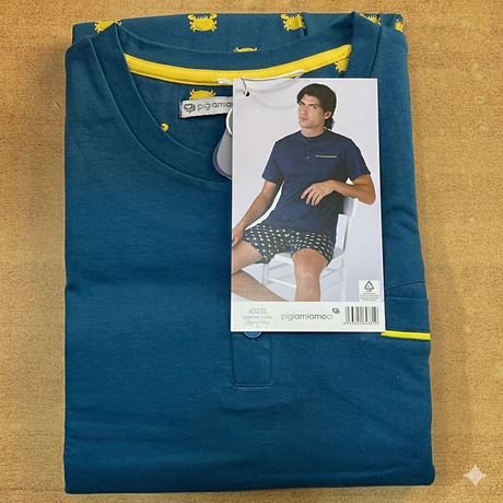 Pigiama Uomo Estivo Pigiamiamoci 4323 - Corto in Puro Cotone