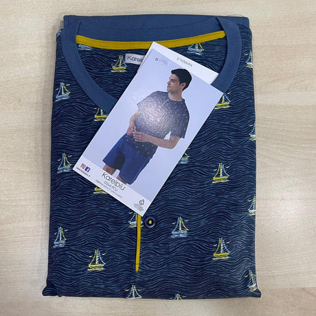 Pigiama Uomo Mezza Manica Karelpiù 0264 - Cotone Maglia Fantasia