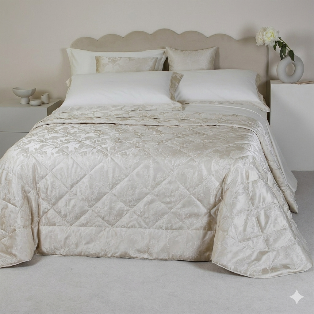Trapuntino Matrimoniale Chanel in Cotone Jacquard - Made in Italy