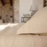 Federe del completo lenzuola tinta unita in cotone beige