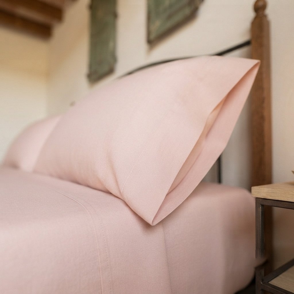 Dettaglio tessuto puro cotone 100% made in italy colore rosa cipria