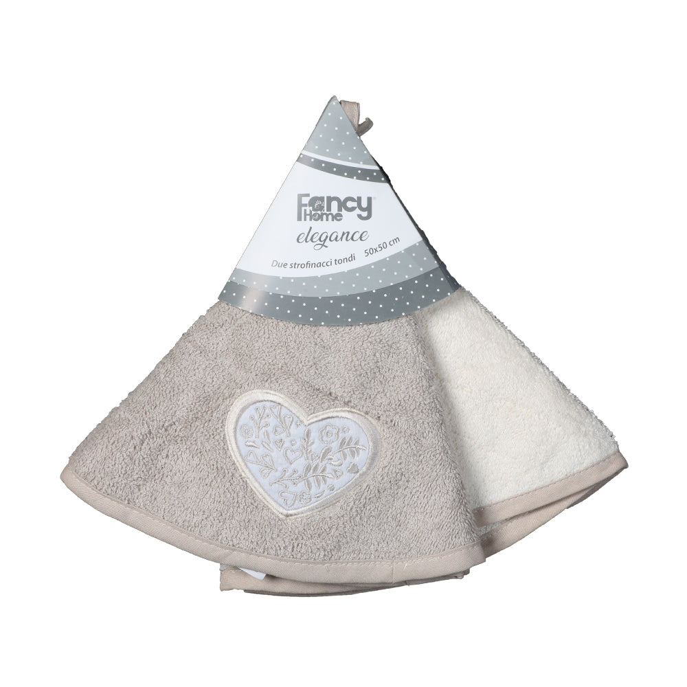 Coppia di Strofinacci Tondi con Appendino Fancy Home in Morbida Spugna