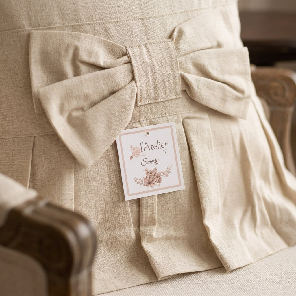 Dettaglio tessuto cuscino arredo sfoderabile Sweety beige Atelier 17