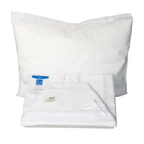 Set lenzuolino per culla e carrozzino in piquet e tela Aida colore blu
