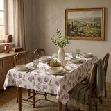 Tovaglia floreale Tulipa Botticelli Home in colore rosa antico con tulipani sfumati, per un'atmosfera elegante in sala da pranzo.