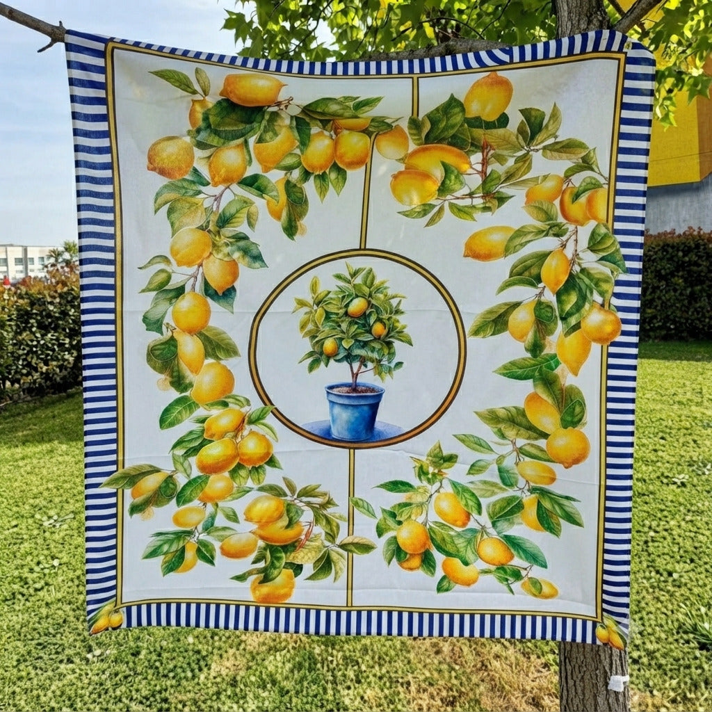 Tovaglia in puro cotone Botticelli Home fantasia limoni modello Sorrento