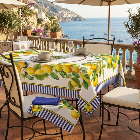Tavola apparecchiata con tovaglia Sorrento in cotone Made in Italy