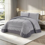 Trapunta matrimoniale Botticelli Home Elisabetta colore Grigio in velluto con angoli tondi