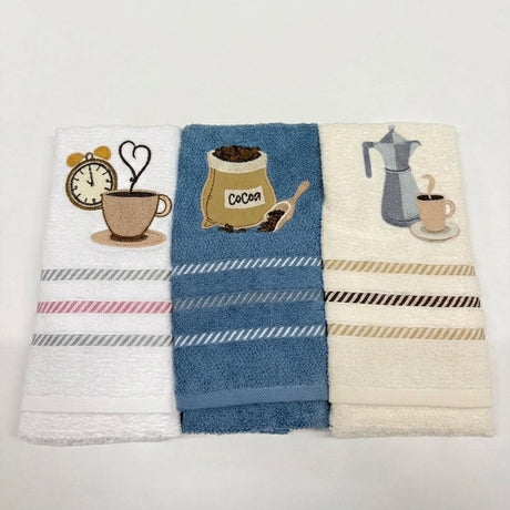 Set tre strofinacci in spugna puro cotone Botticelli Home modello Caffèè