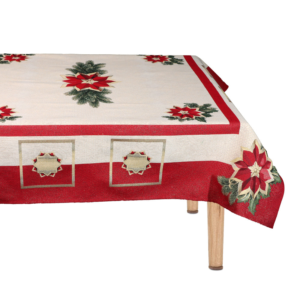 Christmas table cover Emily Home Etoile Rouge Gold color 6 seats 140x180 cm