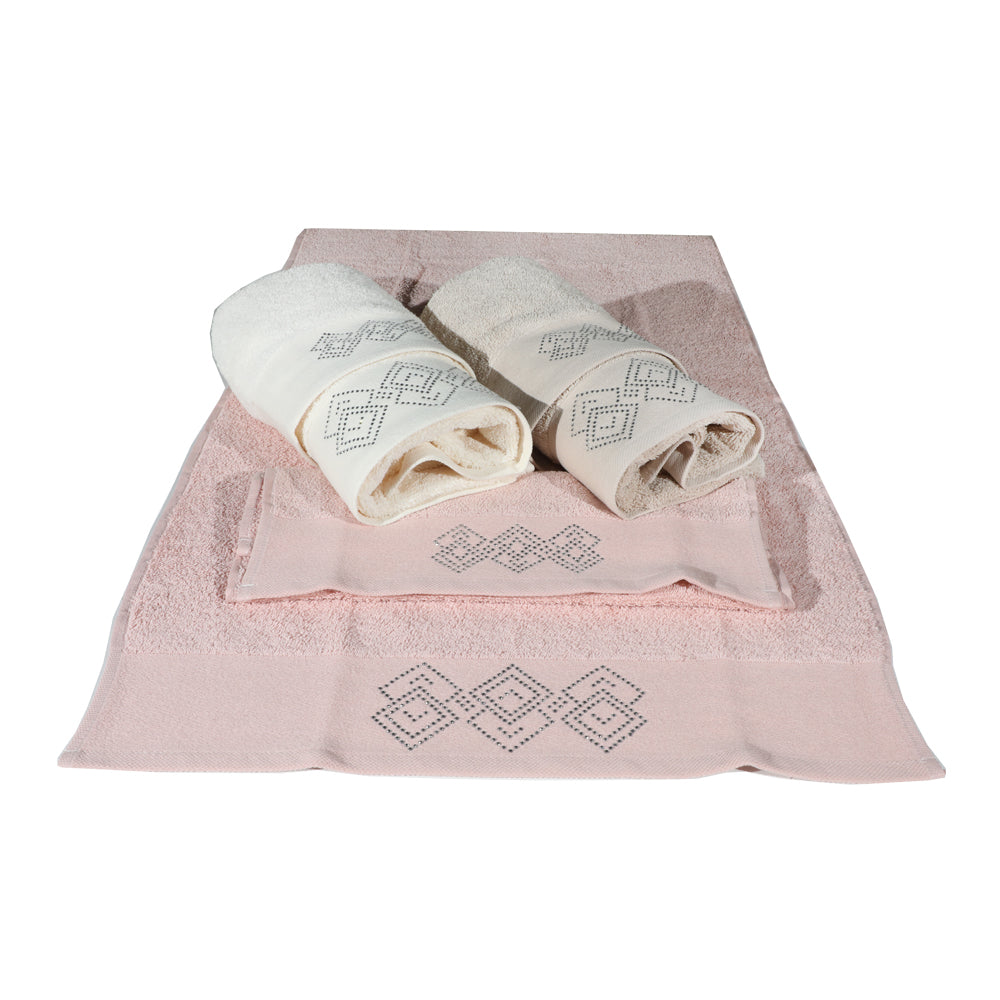 Terry Towel Set 3+3 - 100% Cotton Botticelli Home Diamonds Assorted A