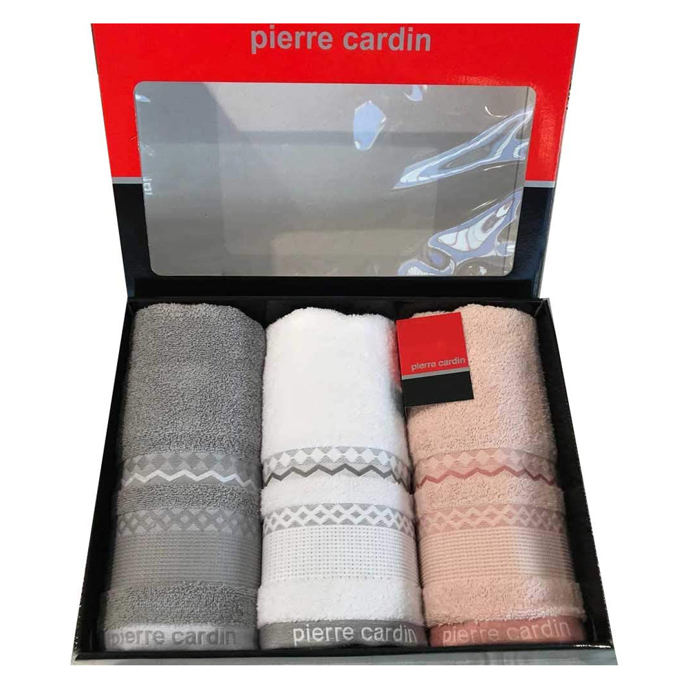 PierreCardin - 3+3 Face + Guest Towel Set Georgia (Grey - White - Powder)