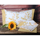 Completo Letto Matrimoniale Trionfo di Fiori puro cotone Percalle Giallo